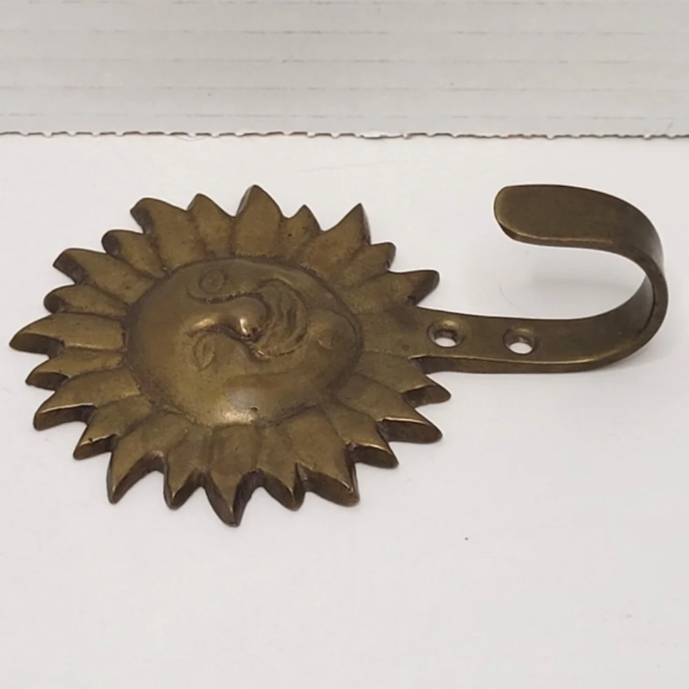 Sun Face Brass Vintage Wall Hook